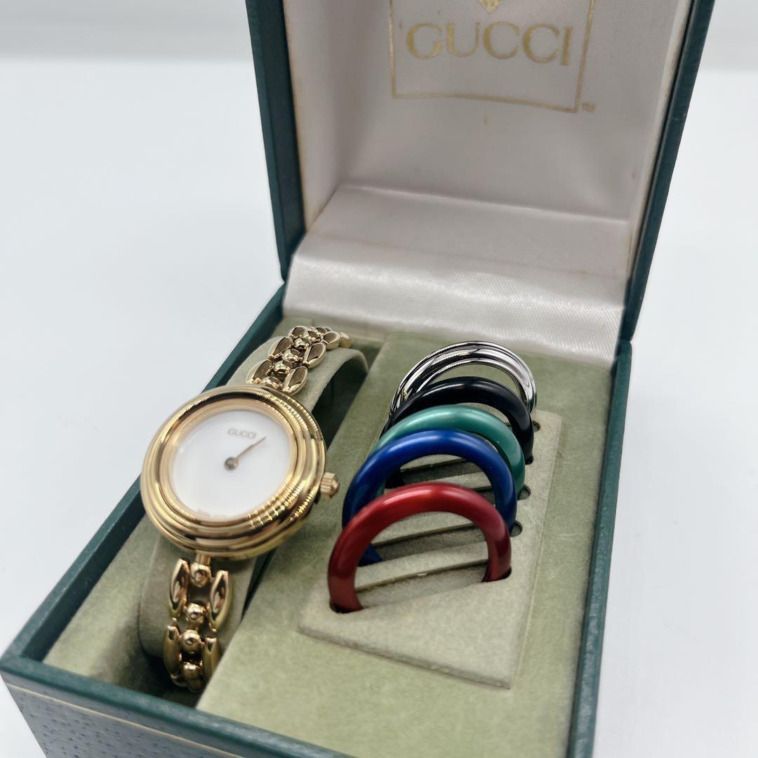 極美品 GUCCI チェンジベゼル 腕時計 6色 グッチ 稼働品 ゴールド