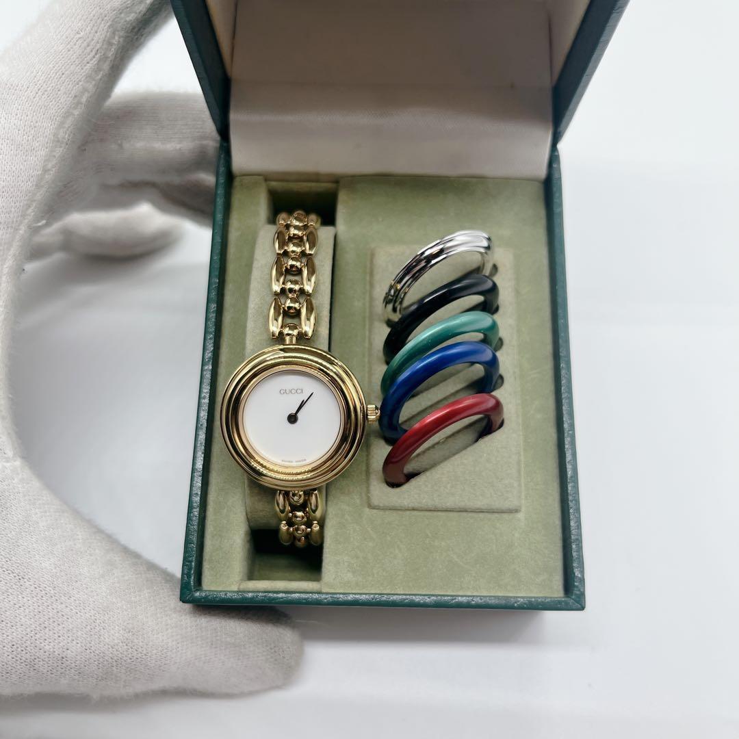 極美品 GUCCI チェンジベゼル 腕時計 6色 グッチ 稼働品 ゴールド