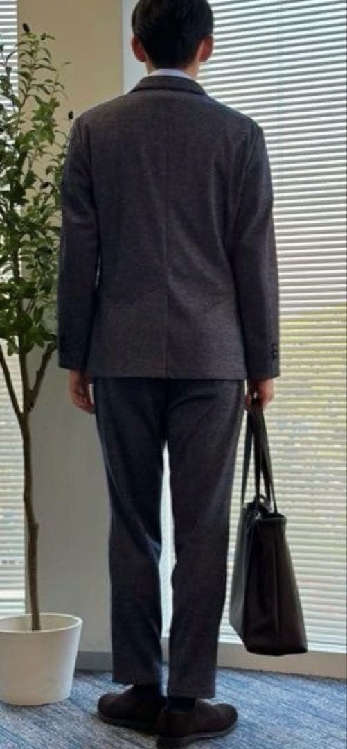 金のパジャマスーツ【未使用タグ付】プレミアムウールジャージ 紺グレンチェックBM