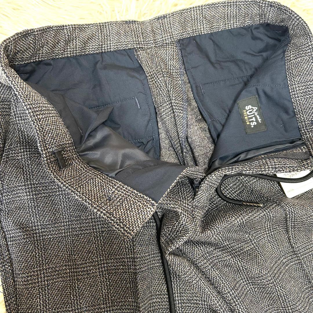 金のパジャマスーツ【未使用タグ付】プレミアムウールジャージ 紺グレンチェックBM