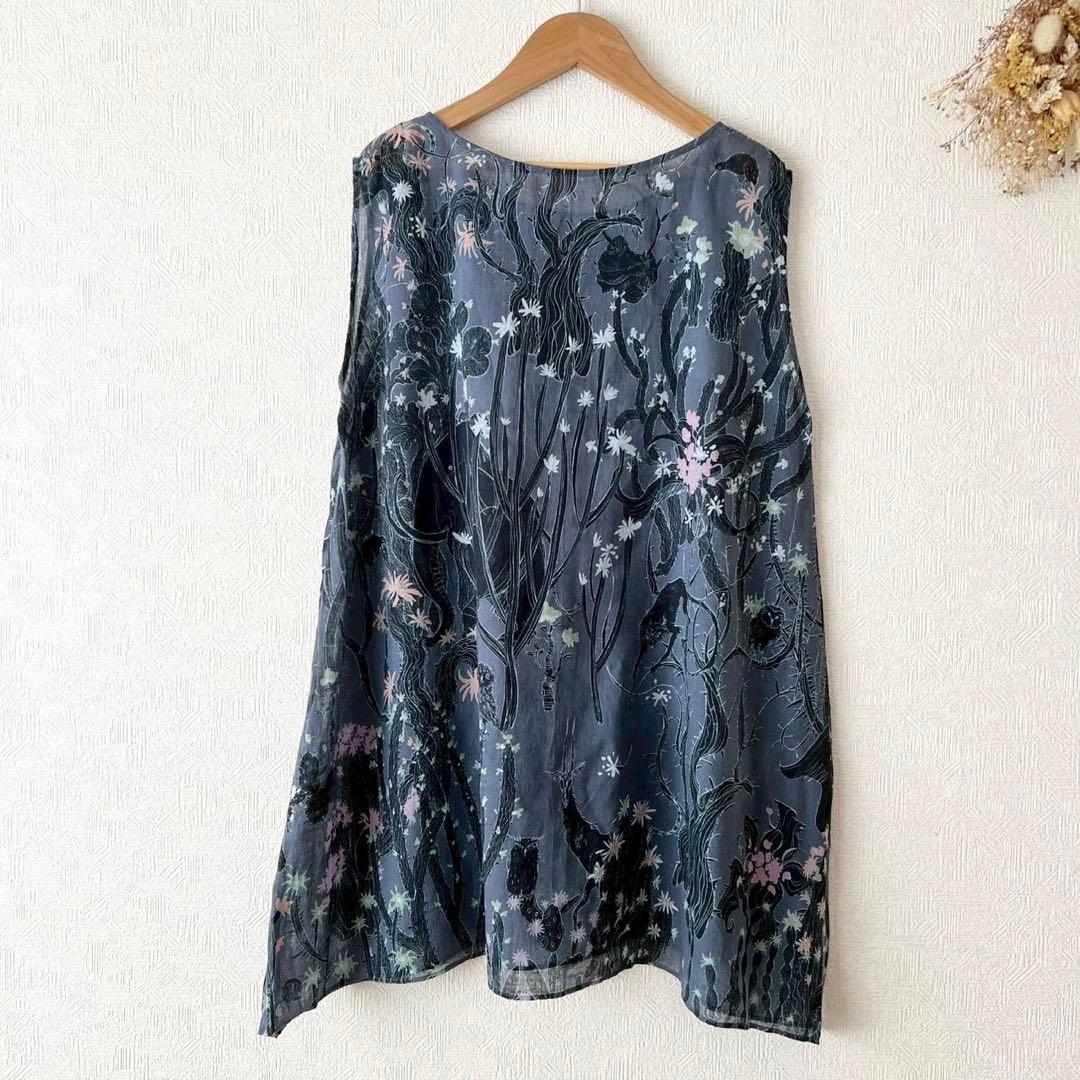 JURGEN LEHL サボテン柄ノースリーブチュニック コットンリネン