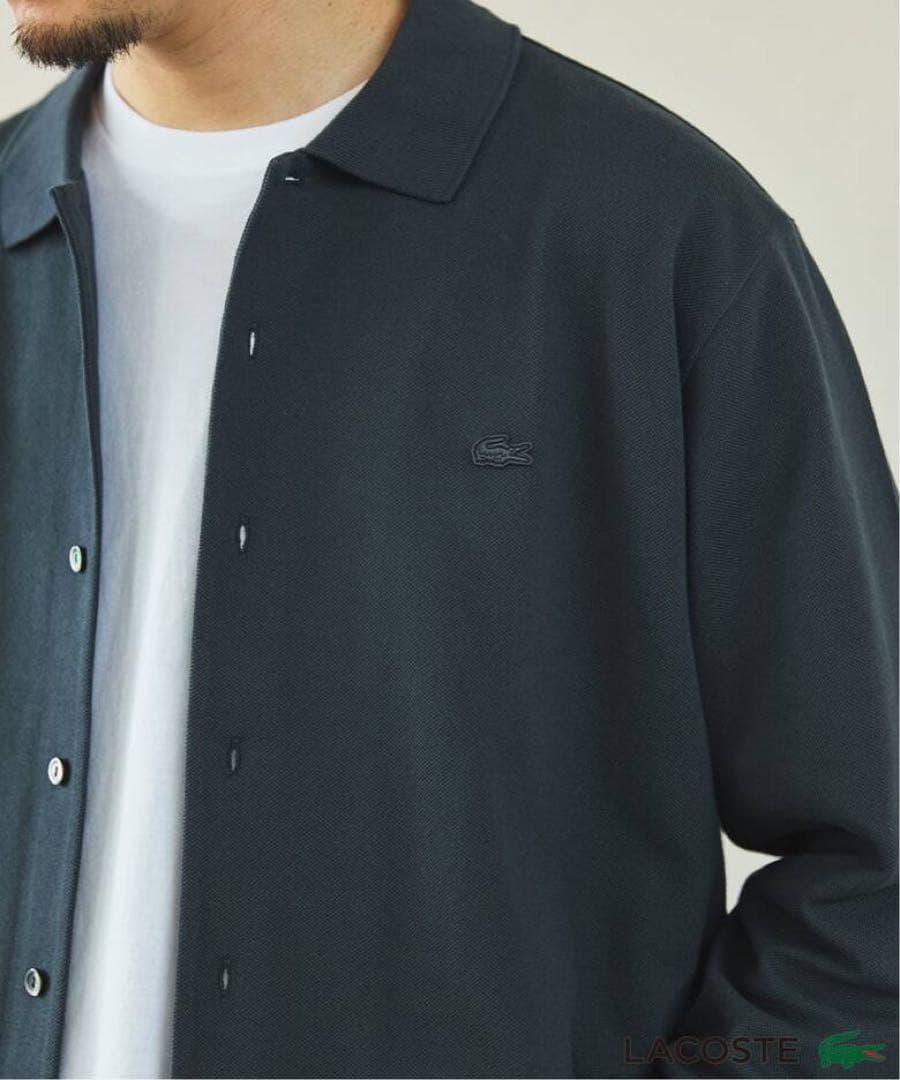 LACOSTE(ラコステ) 別注 フルオープン ロングスリーブポロシャツ　グレー