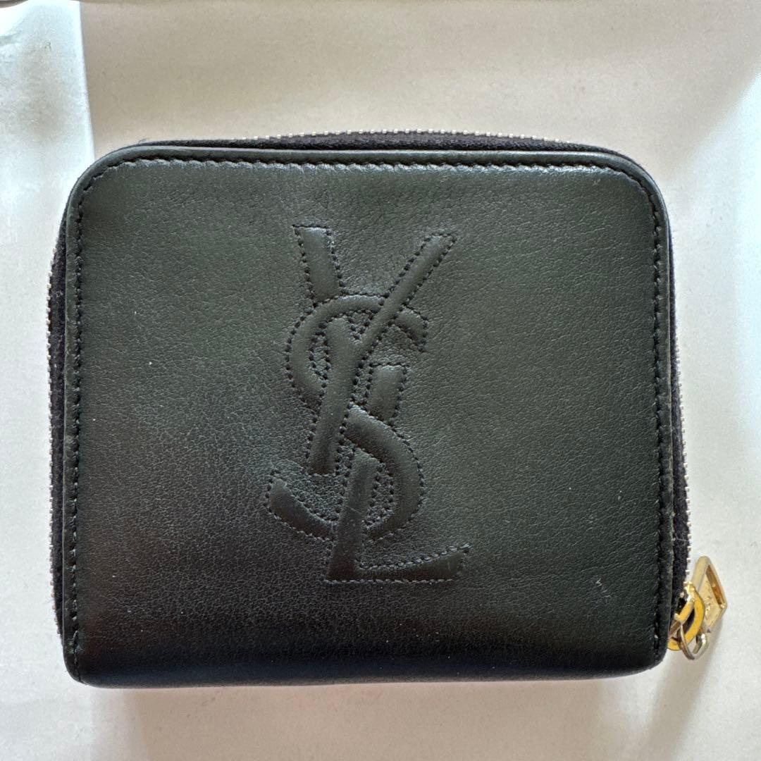 YSL ブラックレザー 二つ折り財布