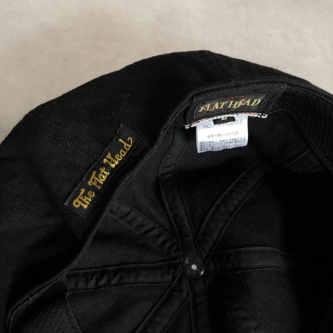 GQ2303◇THE FLAT HEAD : コットンキャスケット◇2◇黒