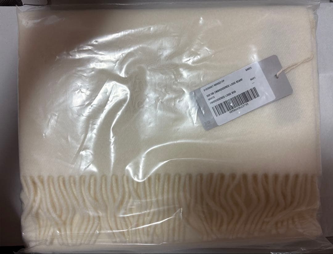 Vivienne Westwood 刺繍ロゴ マフラー ホワイト