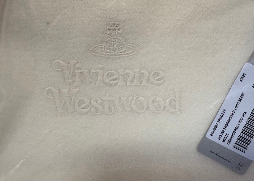 Vivienne Westwood 刺繍ロゴ マフラー ホワイト