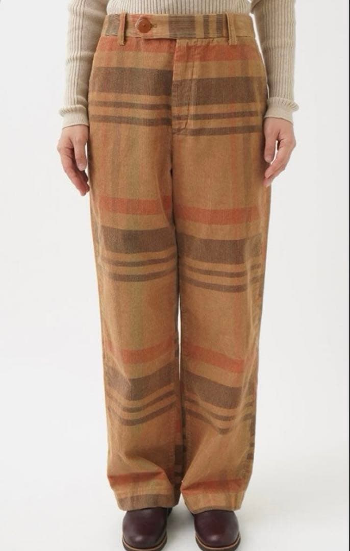 パラスパレス 先染チェック 14W コーデュロイ ストレート パンツ