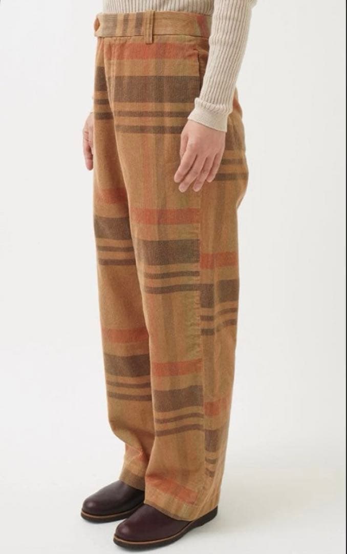 パラスパレス 先染チェック 14W コーデュロイ ストレート パンツ