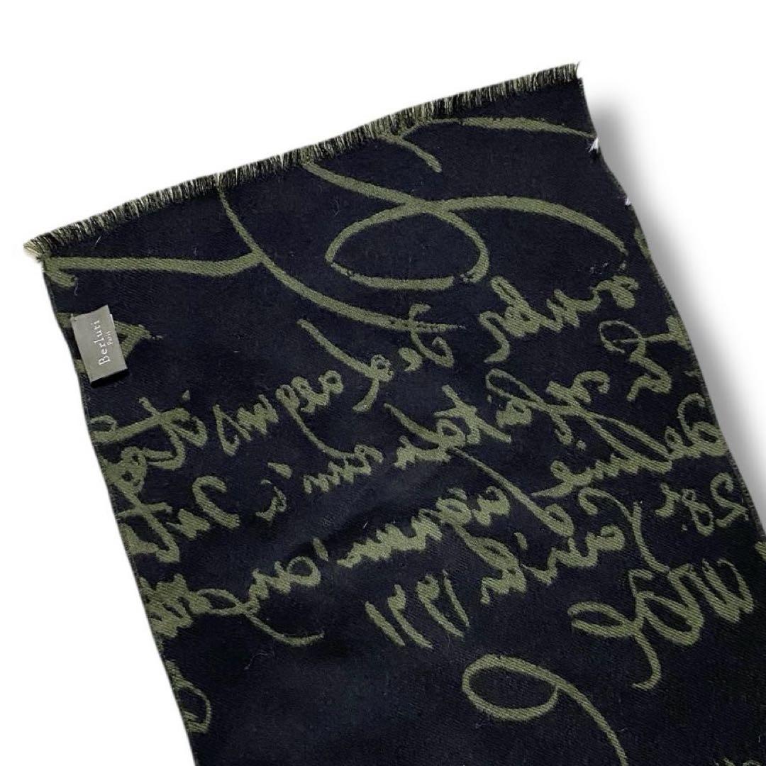 美品 Berluti カリグラフィー マフラー ストール 大判 ウール ビジネス