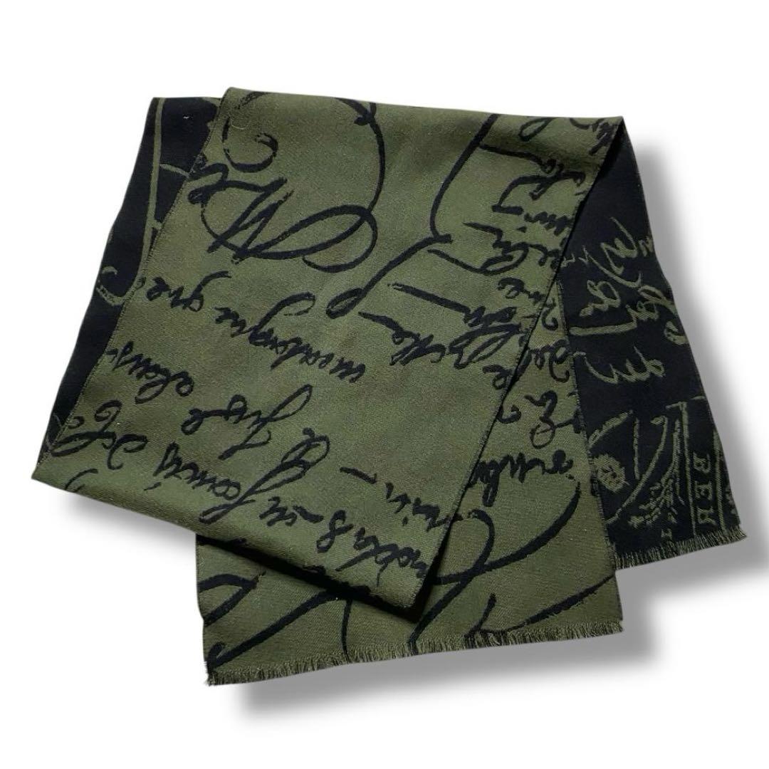 美品 Berluti カリグラフィー マフラー ストール 大判 ウール ビジネス