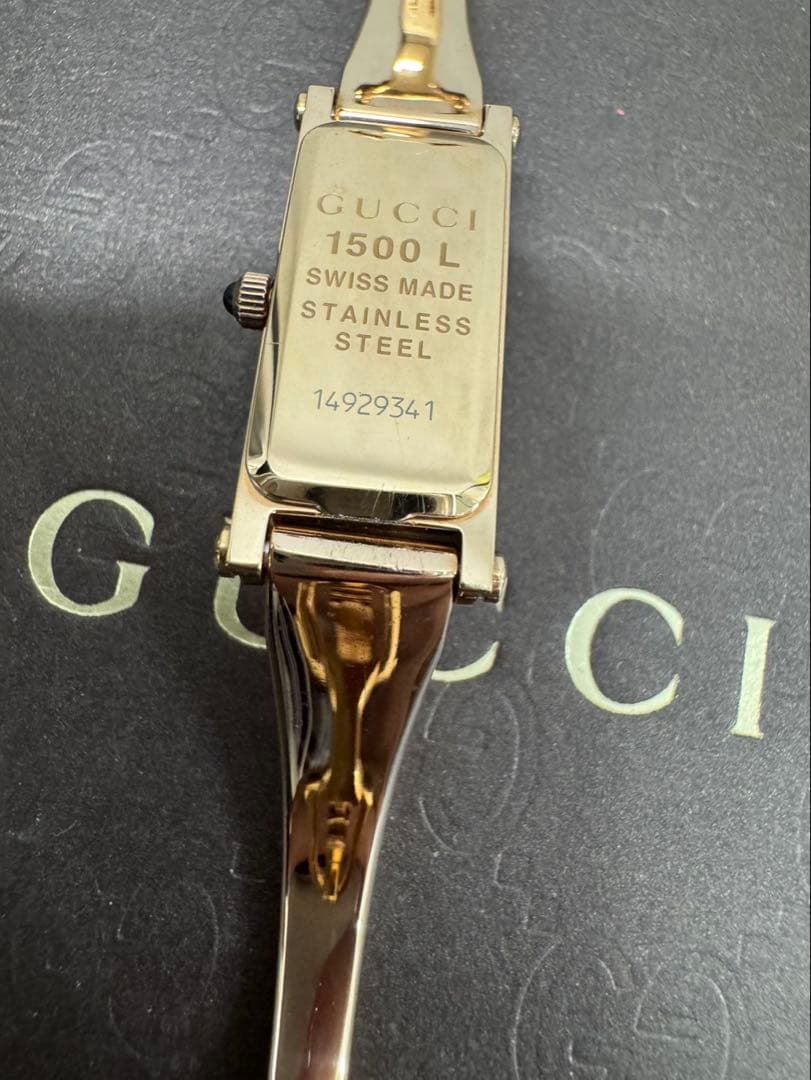 美品GUCCI 1500L ゴールド/ピンクGGシェル文字盤 1Pダイヤ