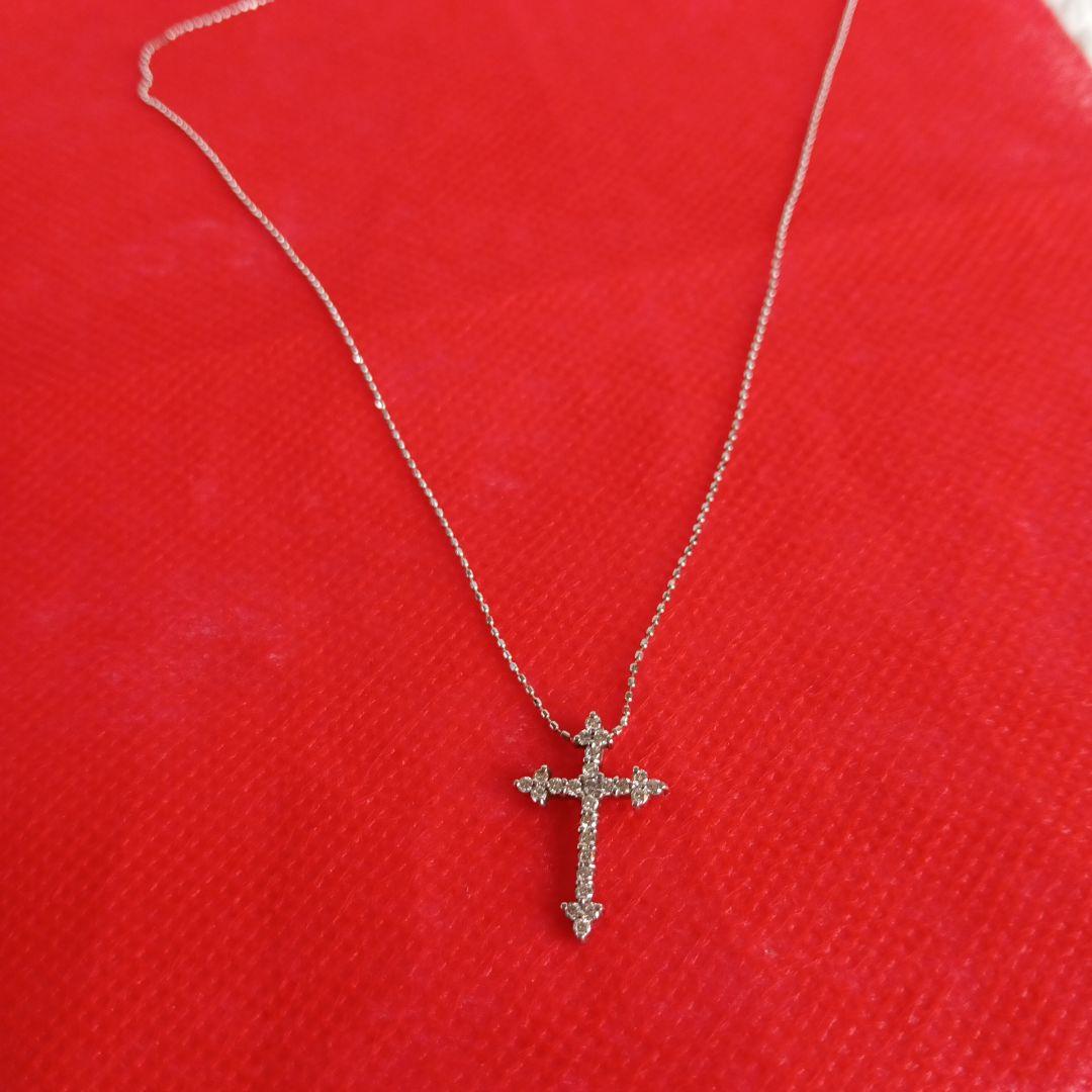 K18WG　ネックレス　十字架　ホワイトゴールド