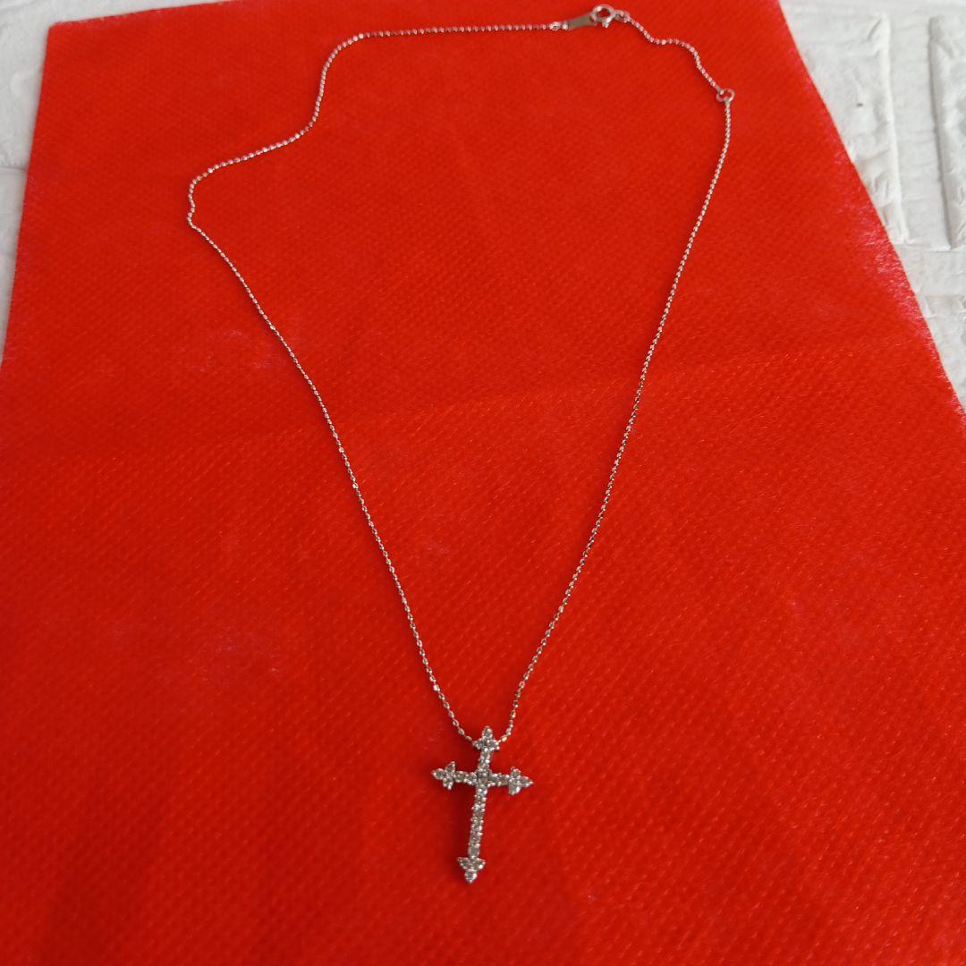 K18WG　ネックレス　十字架　ホワイトゴールド