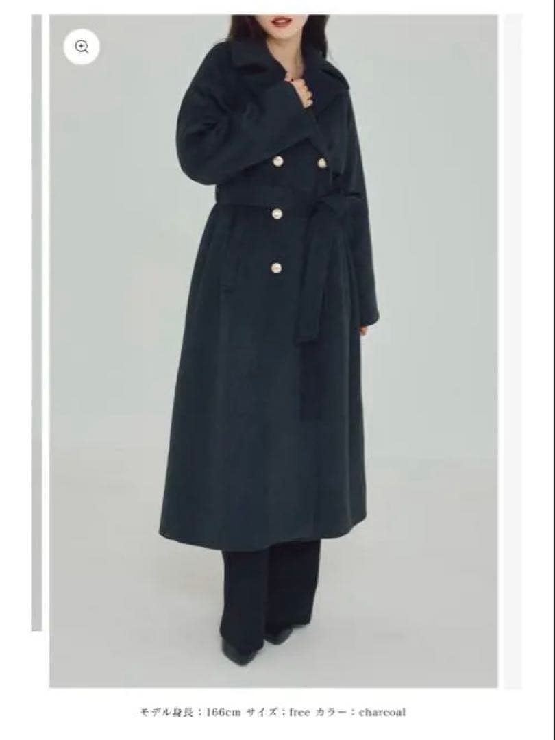 美品❤️polāura ウールロングトレンチコート チャコール ポローラ ケープ付