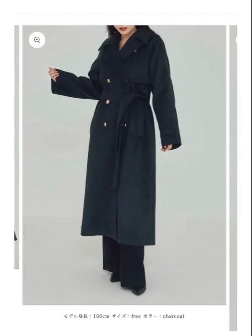 美品❤️polāura ウールロングトレンチコート チャコール ポローラ ケープ付