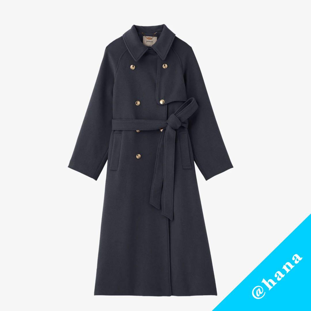美品❤️polāura ウールロングトレンチコート チャコール ポローラ ケープ付
