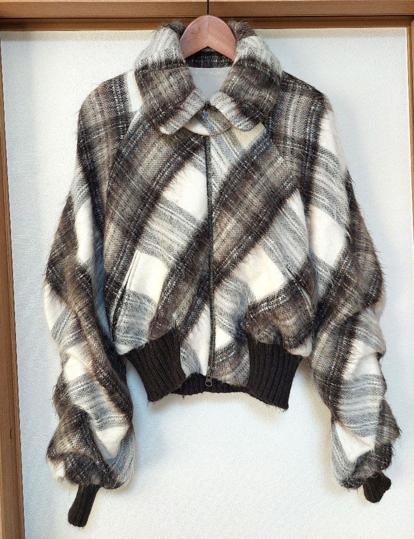 Miki MIALY 　モヘアチェック柄ショート丈ジャケット　36　極美品✨