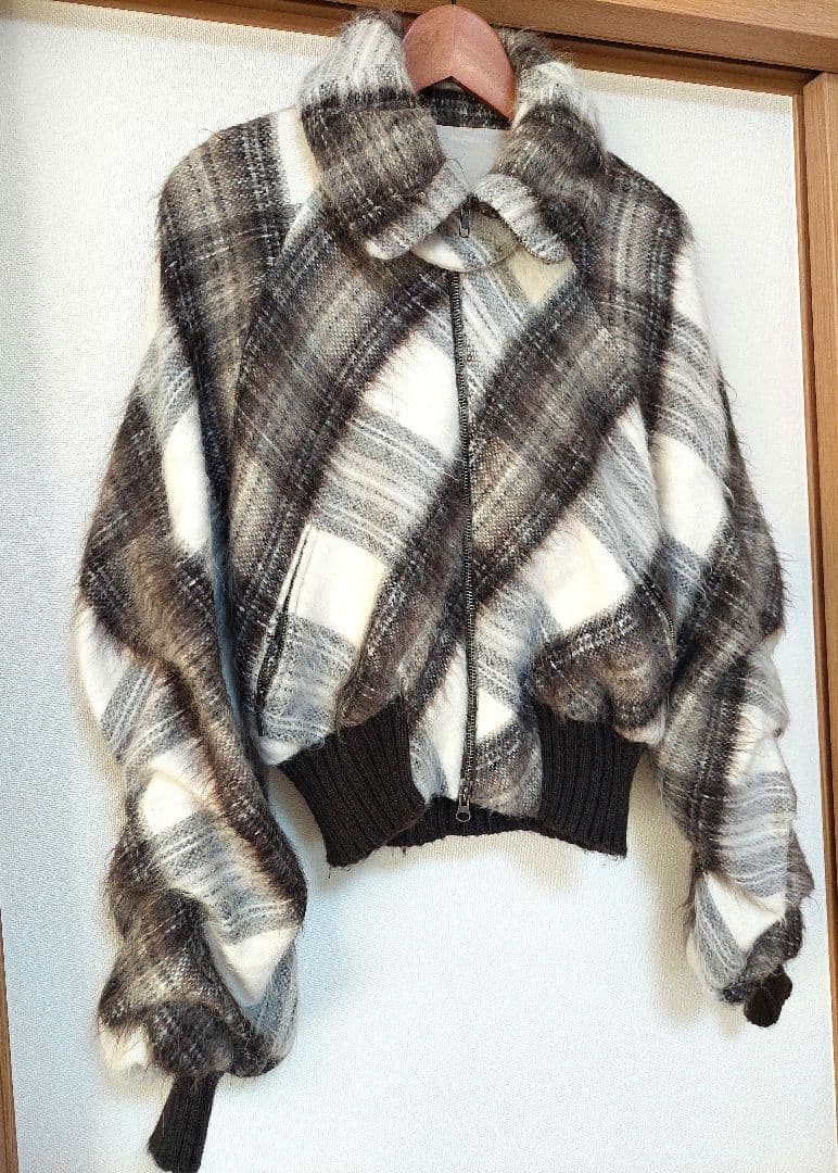 Miki MIALY 　モヘアチェック柄ショート丈ジャケット　36　極美品✨