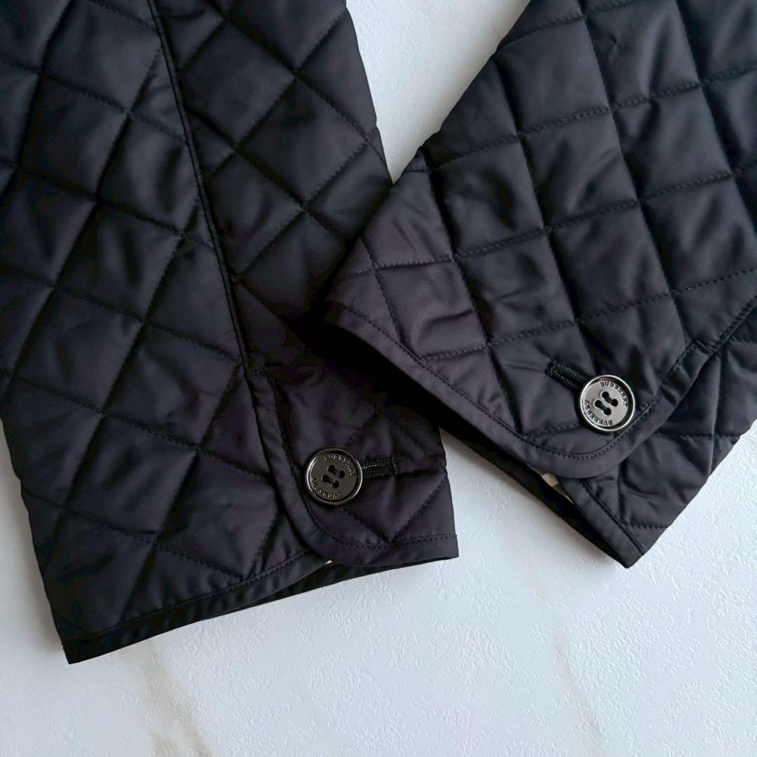 美品◆バーバリーロンドン キルティング ベルト付き ロングコート 黒 Lサイズ