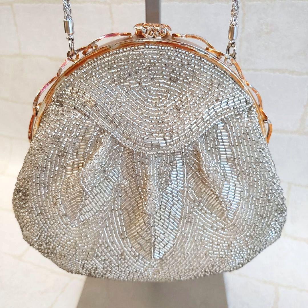 LUMYルミーはしもと ビーズバッグ がま口 栞 鏡付 着物ドレス 希少 美品