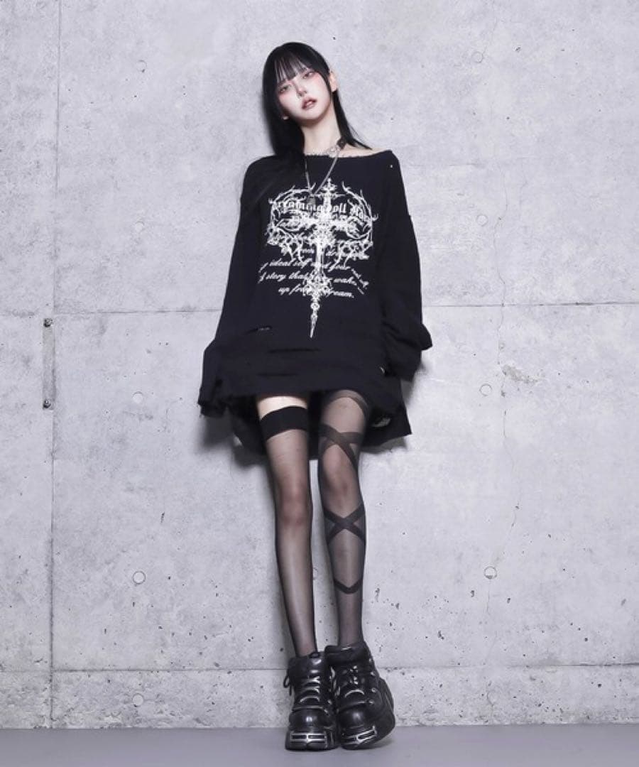 【即購入OK‼️】非売品 クロスロゴプリントダメージガーゼトップス Amilige