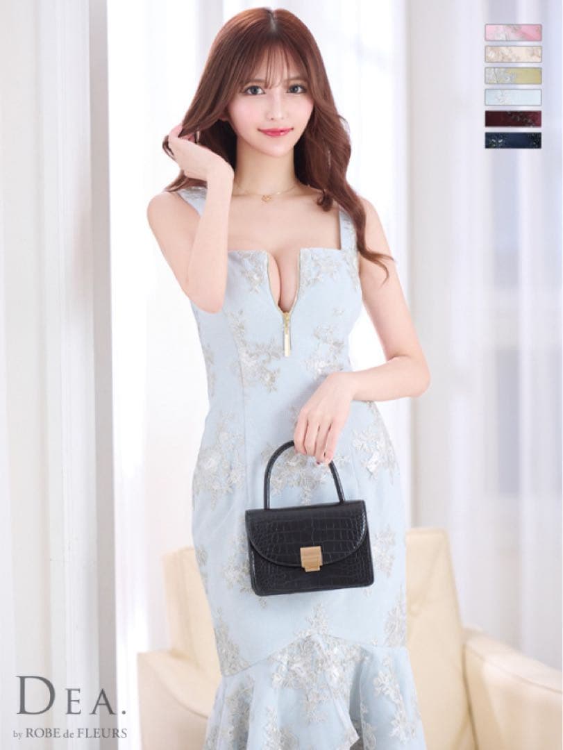 DEA. ローブド 刺繍レース ミディドレス キャバドレス