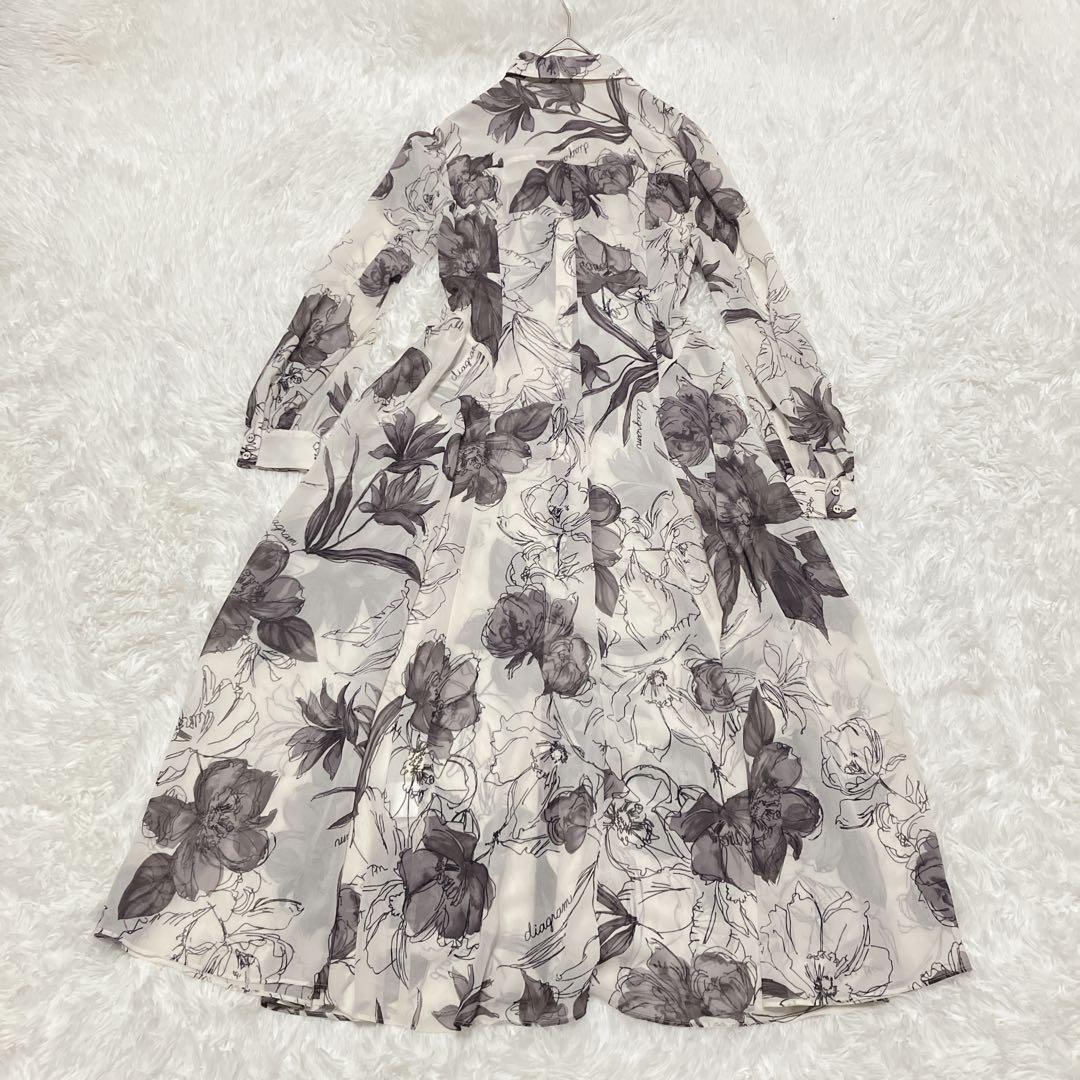 【訳あり美品】グレースコンチネンタル　ボウタイロゴフラワープリントワンピース