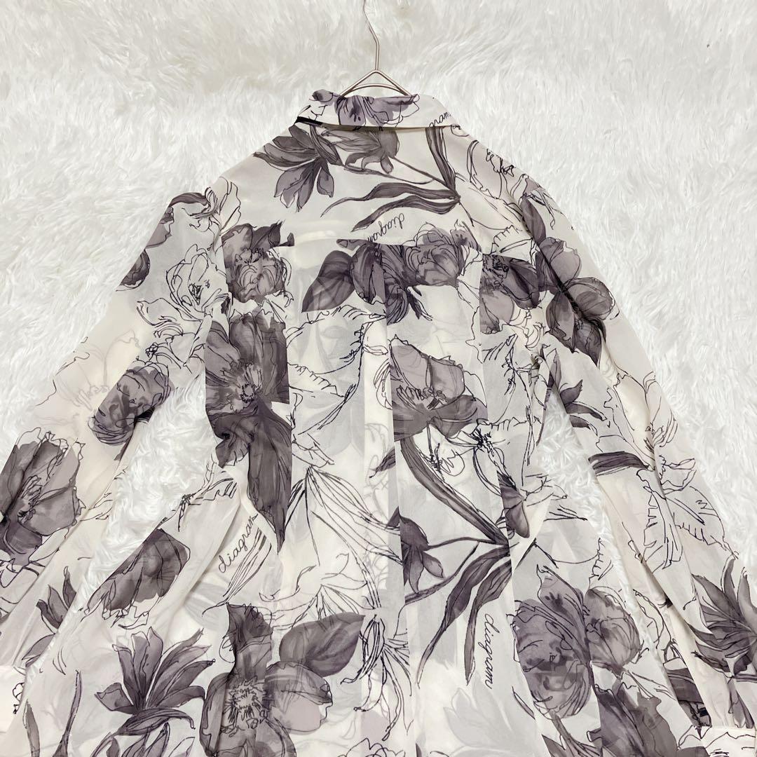 【訳あり美品】グレースコンチネンタル　ボウタイロゴフラワープリントワンピース