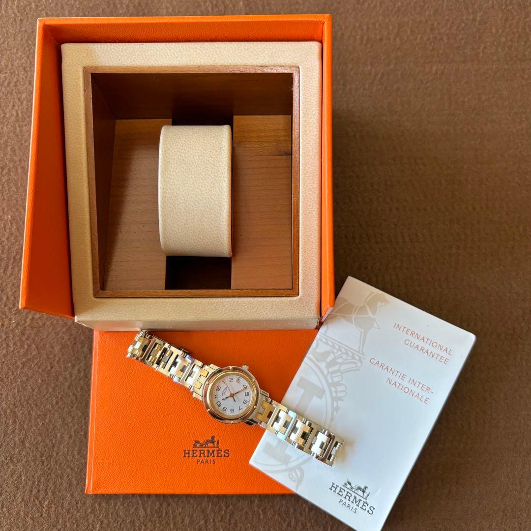 【HERMES】✨極美品✨ クリッパー レディース腕時計 コンビ ホワイト