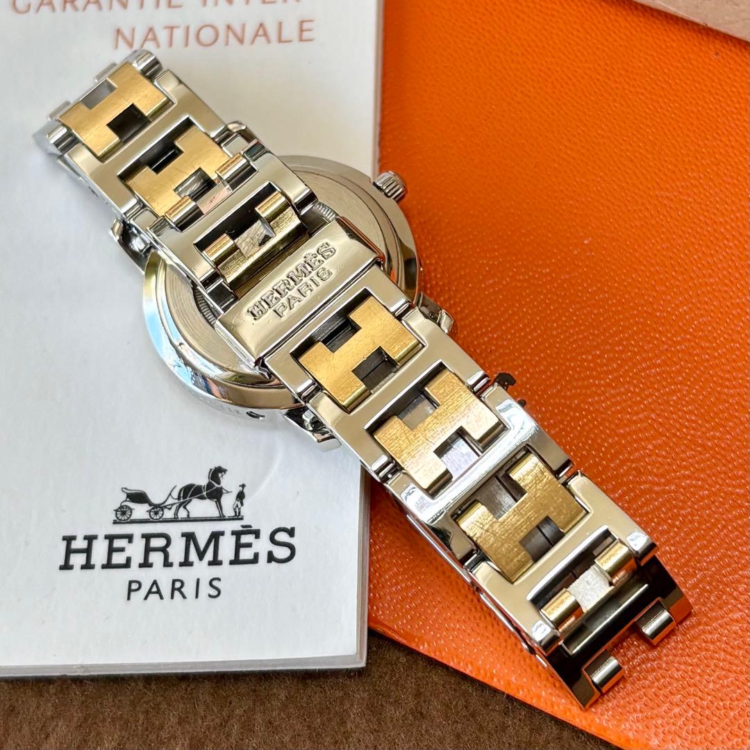 【HERMES】✨極美品✨ クリッパー レディース腕時計 コンビ ホワイト