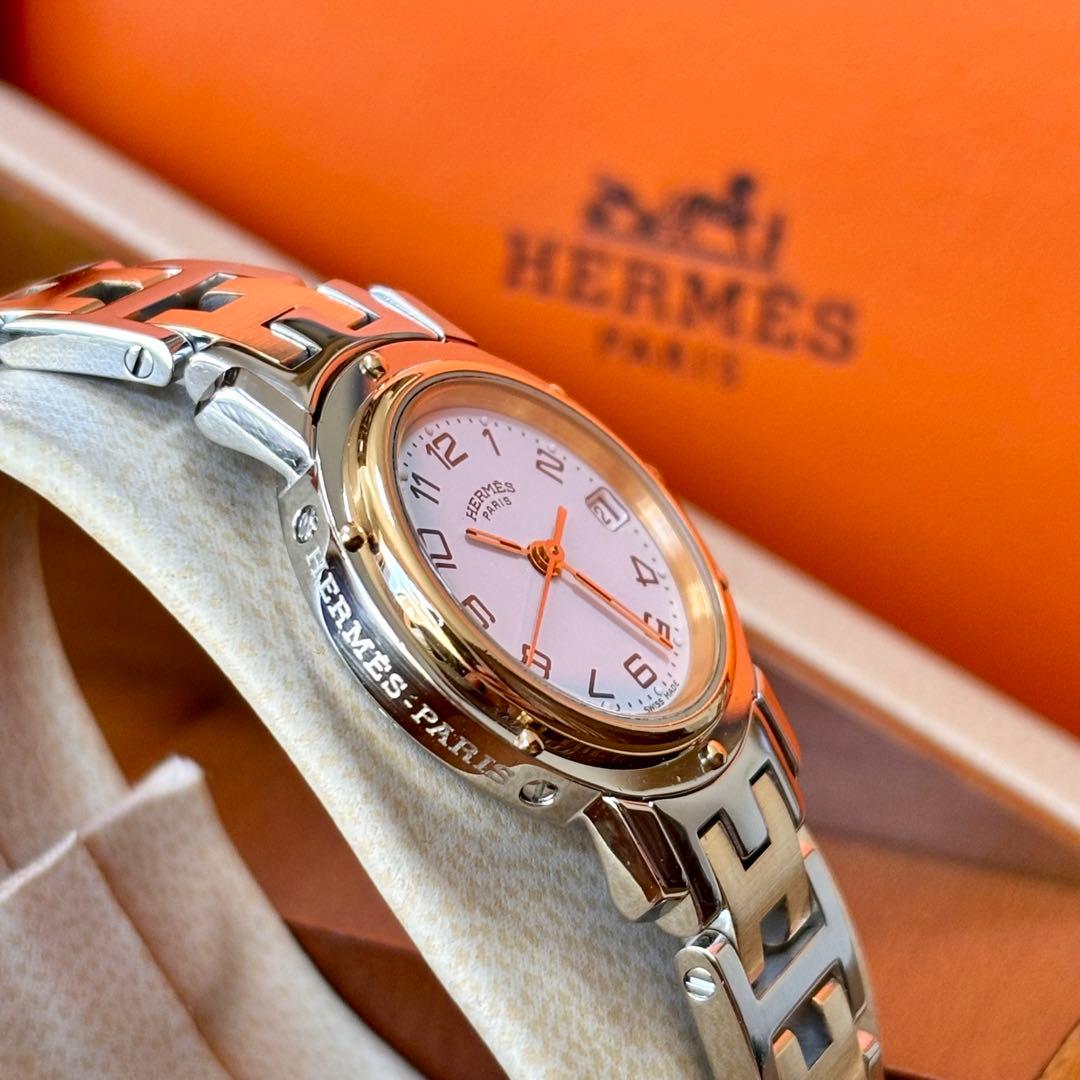 【HERMES】✨極美品✨ クリッパー レディース腕時計 コンビ ホワイト
