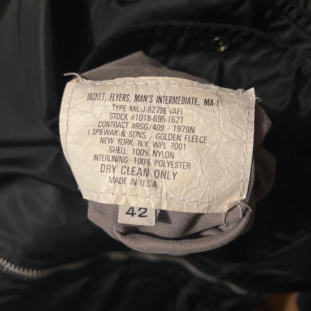 Vintage MA-1 黒 TALON MIL-J-82790J USAF