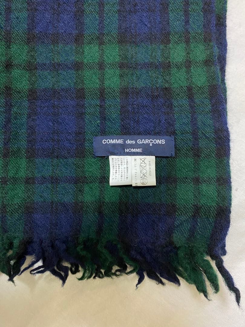 コムデギャルソンオム　マフラー　ストール　縮絨ウール緑　紺色