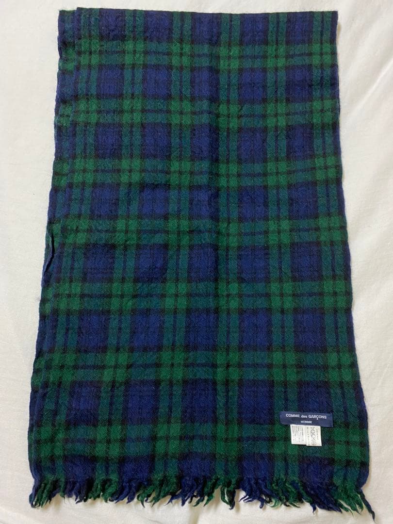 コムデギャルソンオム　マフラー　ストール　縮絨ウール緑　紺色