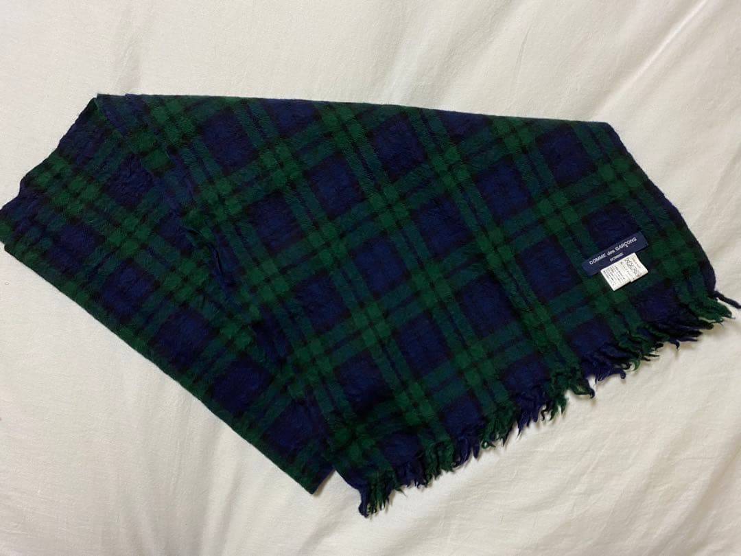 コムデギャルソンオム　マフラー　ストール　縮絨ウール緑　紺色