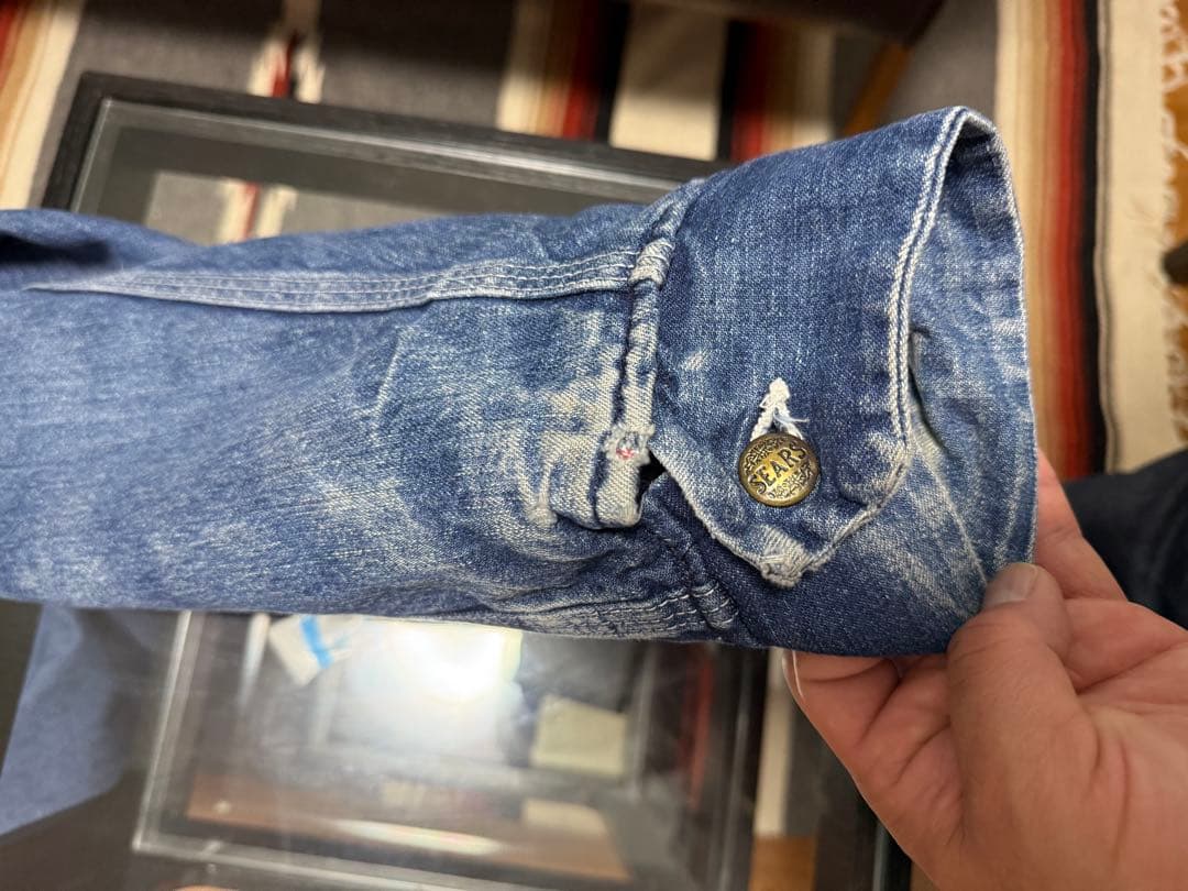 シアーズ　ビンテージ　70's デニムカバーオール XLコーデュロイ襟