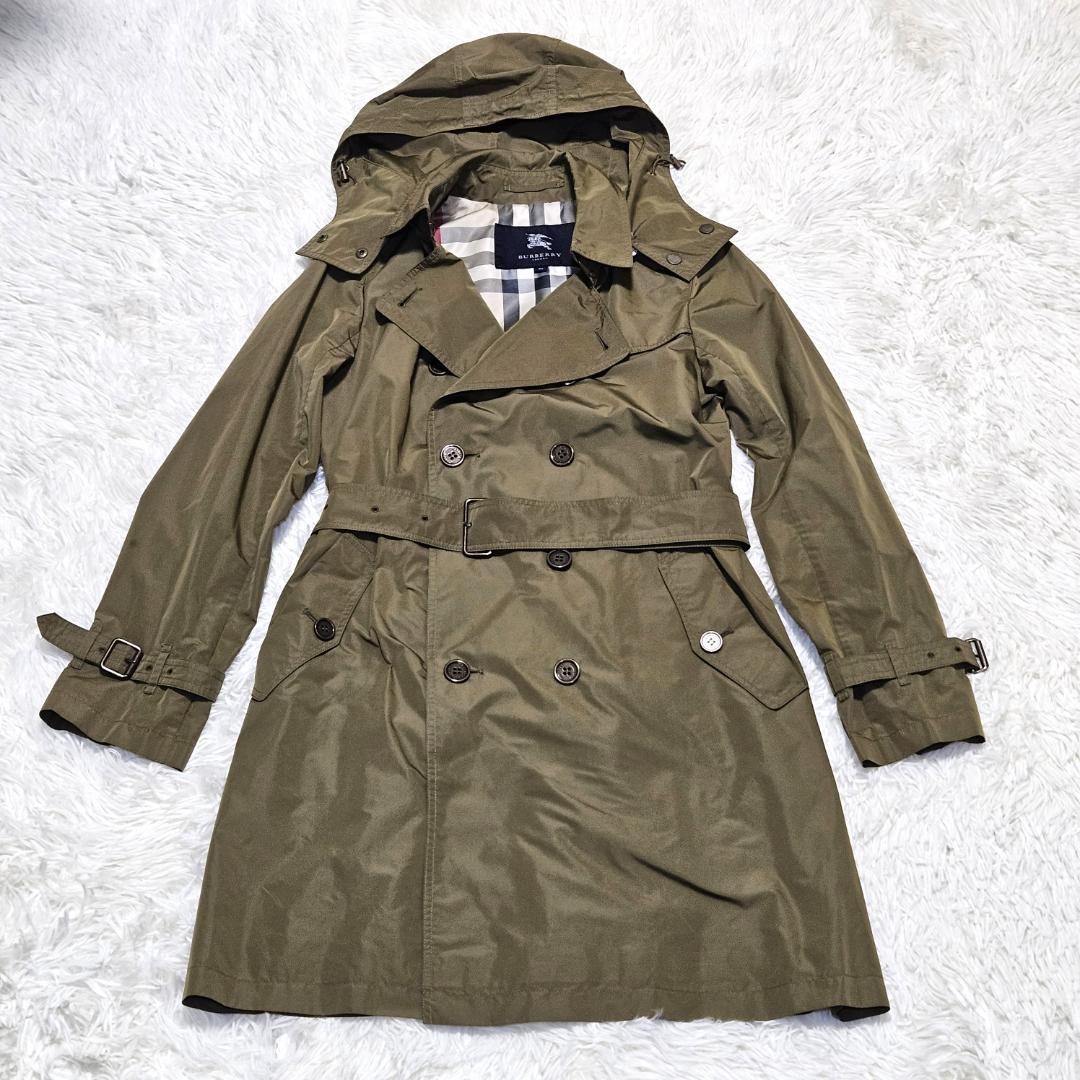 バーバリー ロンドン トレンチコート 38 ノバチェック カーキ メッシュ
