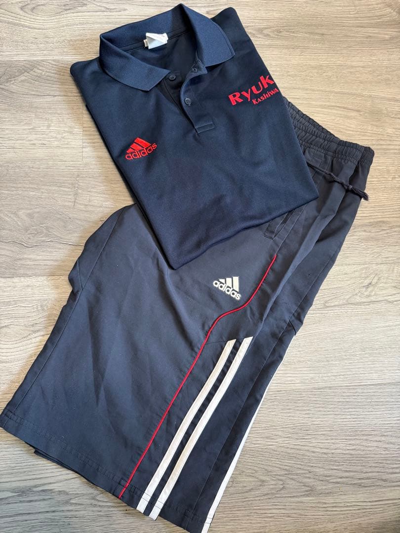 流経柏高校　サッカー部　adidas ポロシャツ＆パンツ　移動着