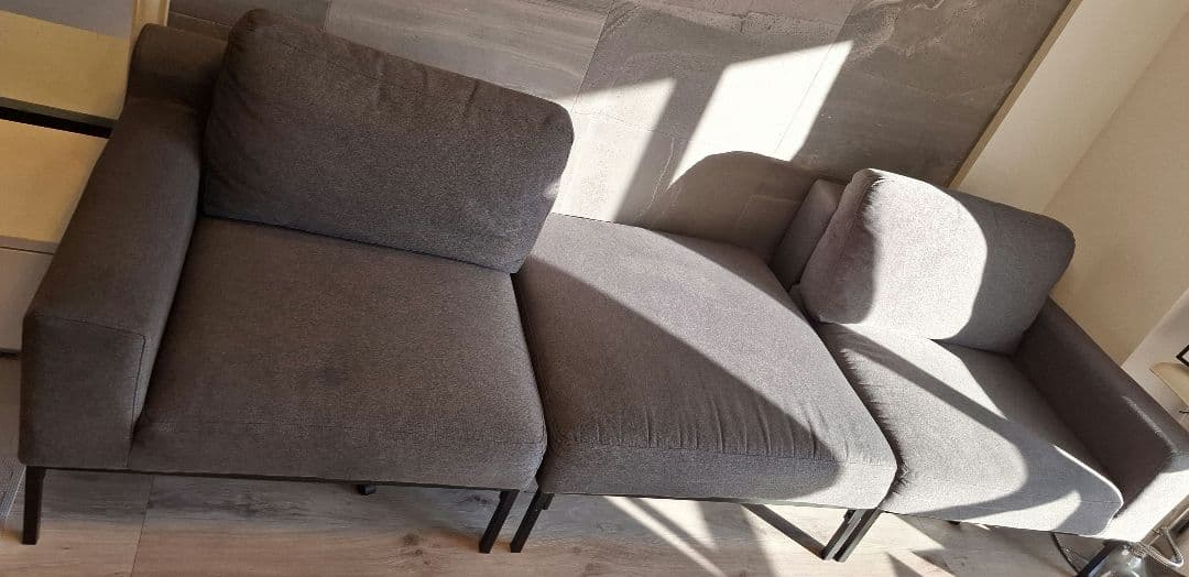 グレー ファブリック　カウチ ソファセット