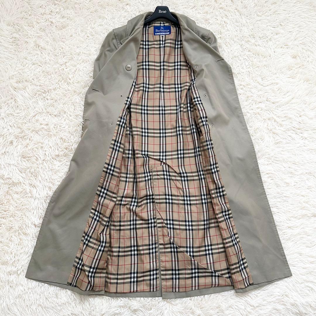 バーバリーズ　ノバチェック ロング丈 トレンチコート カーキ ベルト M