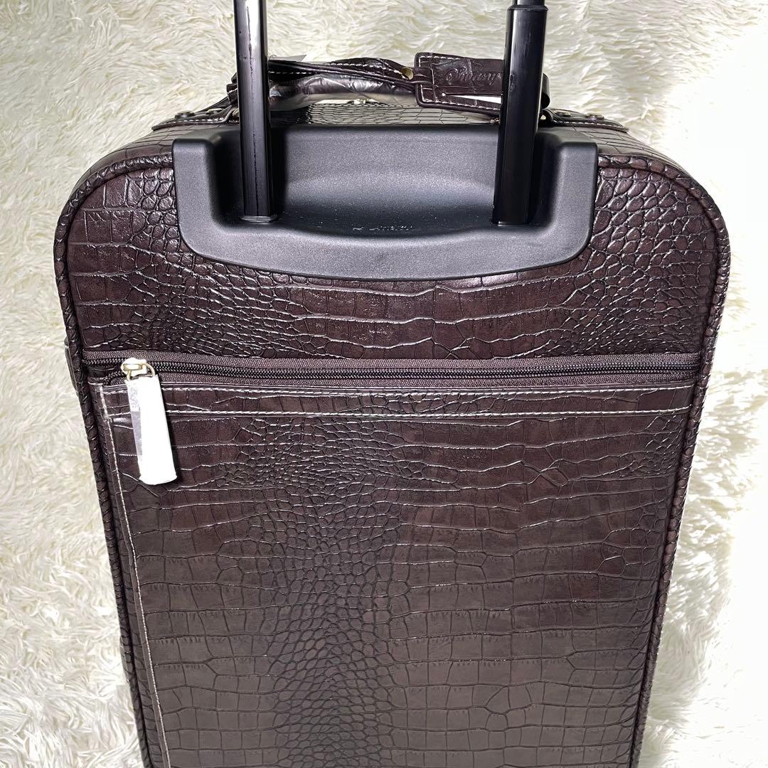SWANY スワニー　クロコ型押し　キャリーバッグ　ダークブラウン
