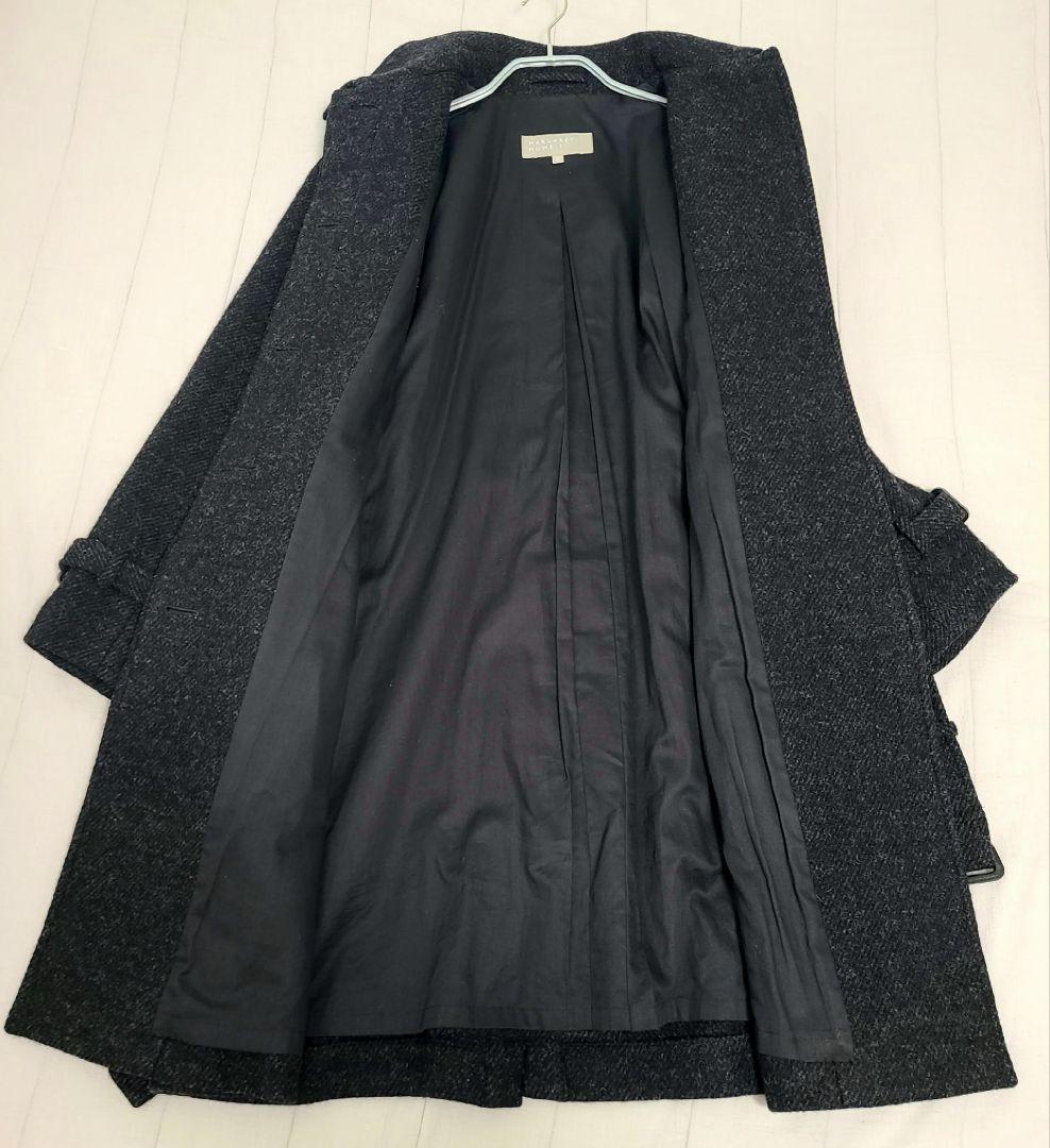 マーガレットハウエル ヘリンボーン ウールトレンチコート ミドル丈 ベルト付