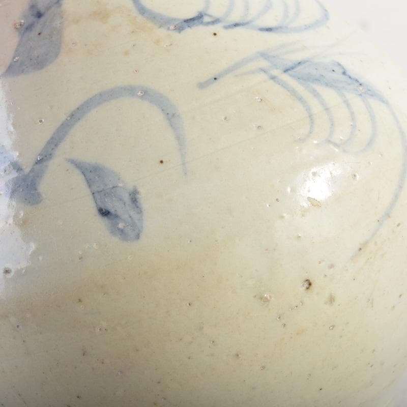 朝鮮美術　李朝　高麗白磁　染付　花草文　細口瓶　花瓶　時代箱付　V　8286A