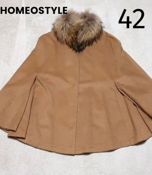 ホメオスタイル☆高級カシミア ポンチョ タヌキファー 42