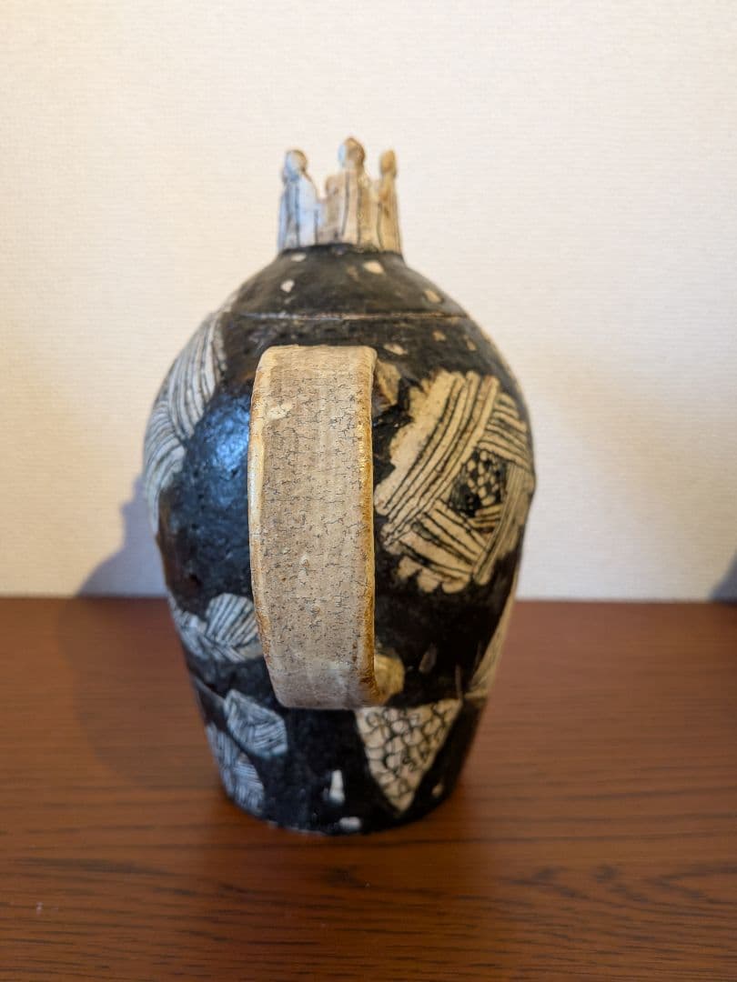 ★最終価格★青木寿美子　ポット　黒　白　モノトーン　花　ちょうちょ　木