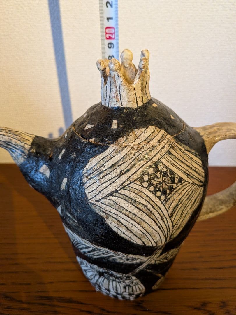 ★最終価格★青木寿美子　ポット　黒　白　モノトーン　花　ちょうちょ　木