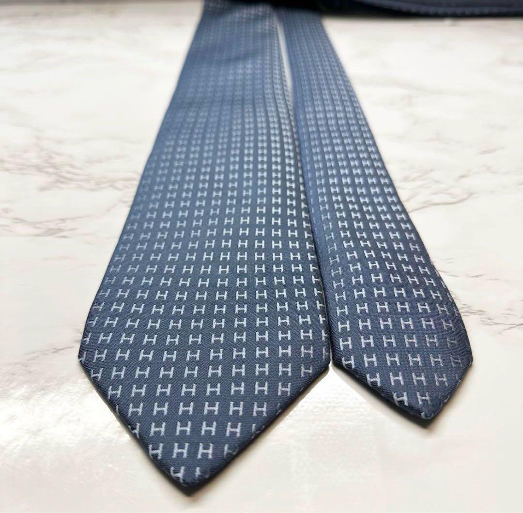 ✨極美品✨定番 HERMES ネクタイ シルク100% ファソネH H織　水色