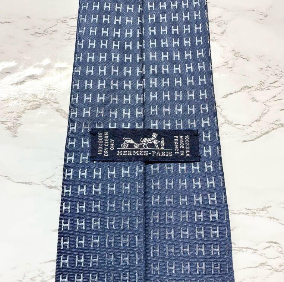 ✨極美品✨定番 HERMES ネクタイ シルク100% ファソネH H織　水色