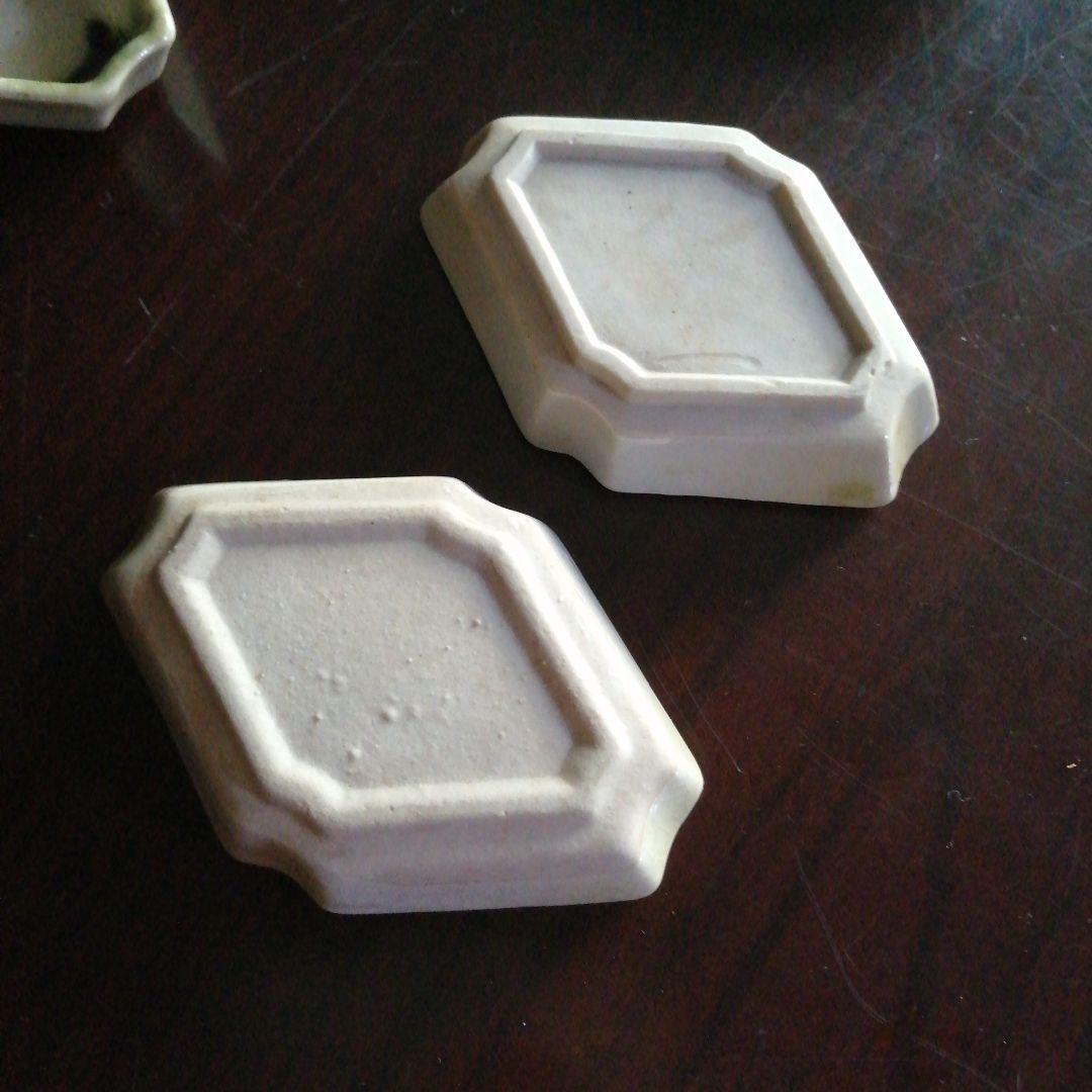 瀬戸焼　織部菱形豆皿　20客　8.8cm　昭和中期〜今物