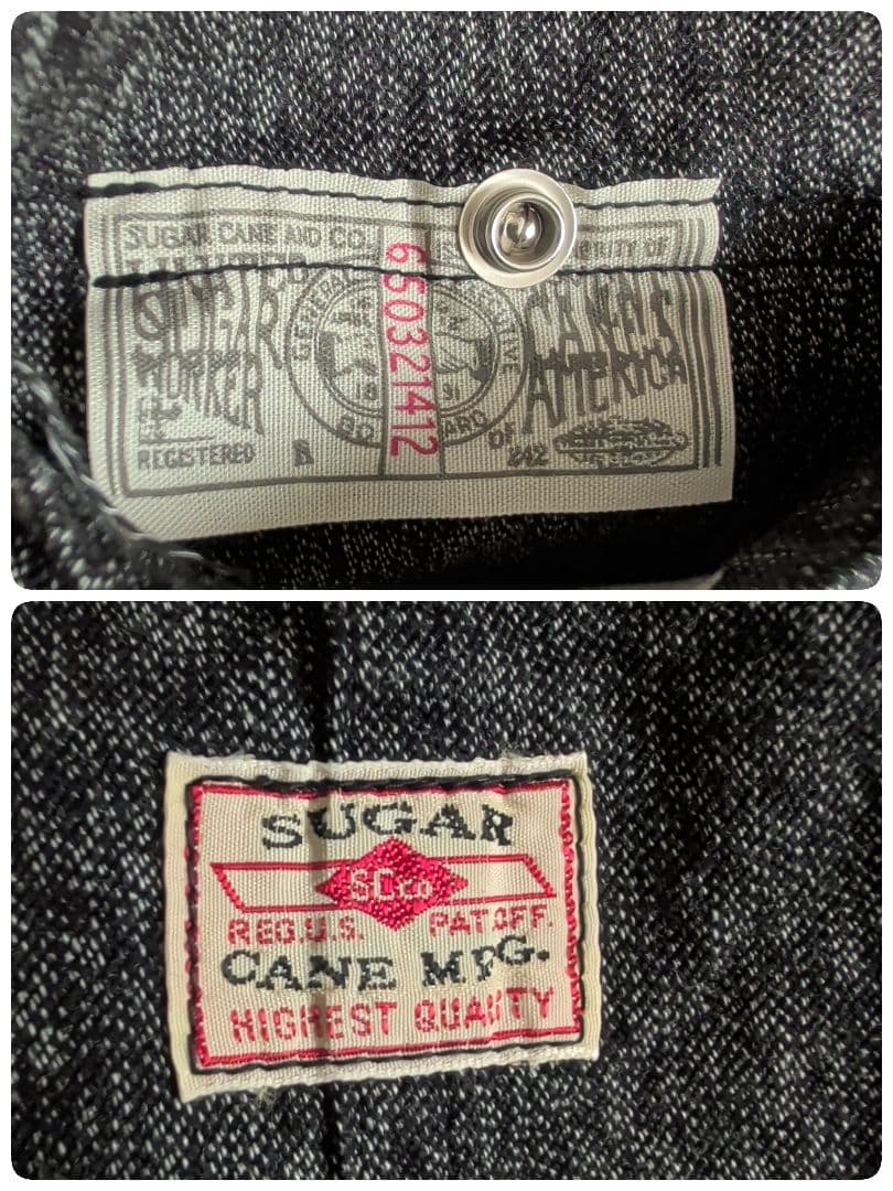 シュガーケーン 9oz. ブラックコバート ワークコート カバーオール M